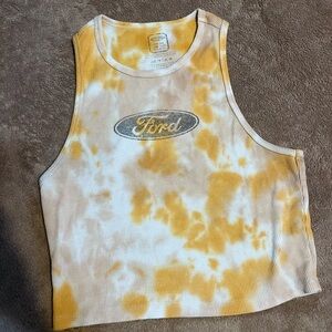 Ford Yellow and White Tie-Dye Tank Top